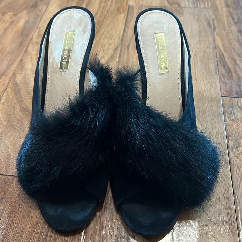 Louise et Cie faux fur mules